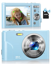 Kids Camera, Zostuic Autofocus Digital Camera with 32 GB Card 1080P 48MP Vlogging Camera with 16X Zoom, Compact Portable Mini Cameras for 4-15 Year Old Kid Children Teen Girls Boys(Sky Blue)