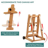 VISWIN Portable Collapsible H-Frame Easel of Maximum Height 95", Holds 2 Canvas Art, Up to 78", Movable Floor Stand Easel with 2 Silent Caster Wheels, Solid Beech Wood Artist Painting Easel - Natural
