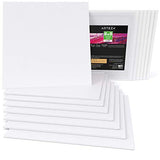 Arteza 8x8” White Blank Canvas Panels Boards, Bulk Pack of 14, Primed, 100% Cotton for Acrylic