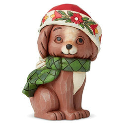 Enesco Jim Shore Heartwood Creek Christmas Puppy Miniature Figurine, 3.5 Inch, Multicolor