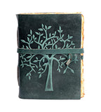 Vintage Leather Journal Tree of Life - Leather Bound Journal - Antique Deckle Edge Paper - Sketchbook - Journal for Women Men - Book of Shadows - (8 X 6 Inches Turquoise) by LEATHER VILLAGE