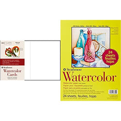 Strathmore 105-210-1 Watercolor Cards, Cold Press, 5" x 6.875", White & 300 Series Watercolor Paper Pad, 9x12 inches, 24 Sheets (140lb/300g) - Artist Paper for Adults and Students