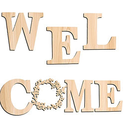 8 Inch Large Wooden Letter Welcome Wood Letters, Unfinished Wooden Letters Sign Cutouts Rustic Wooden Welcome Decoration for Home Bar Classroom Wedding Party Decor Supplies