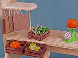 Dollhouse Furniture Vegetable shop, vegetables and fruits in boxes, counter, greengrocer's, street trade showcase, Blackboard Chalk for Barbie dolls