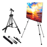 Artify 66 Inches Double Tier Easel Stand, Adjustable Height from 22-66”, Tripod for Painting and Display with a Carrying Bag, Aluminum, 1PACK, Silver