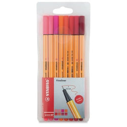 Stabilo Point 88 Fineliner Pens, 0.4 mm - Shades of Red 8-Color Set