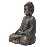 Glitzhome MGO Meditating Buddha Statue, 19 Inch Tall, Bronze