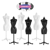 EXCEART 6PCS Doll Dress Form Tiny Doll Dress Body Manikin with Base Stand Garment Skirt Display Support Female Mannequin Torso for Children Kids