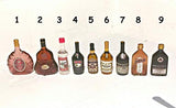 Alcohol, whiskey, brandy, cognac, liqueur. Dollhouse miniature 1:12