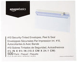 AmazonBasics #10 Security-Tinted Envelope, Peel & Seal, White, 500-Pack