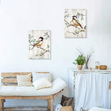 TAR TAR STUDIO Bird Canvas Wall Art Picture: Colorful Bird on Branch Painting on Canvas for Living Room (18''W x 24''H x 2 PCS)