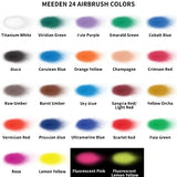 MEEDEN Airbrush Paint, 24 Colors(30 ml/1fl oz.) Acrylic Airbrush Paint Kit, Ready to Spray, Opaque & Translucent & Fluorescent Colors, Water-Based, Non-Toxic for Beginners, Hobbyist, and Artists