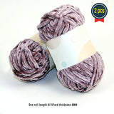 2 Roll Yarn for Knitting Crochet Velvet Yarn Knitting Yarn Fabric Cloth T-Shirt for DIY Craft Handmade Velvet Coarse Wool Thread Hook Shoe Thread Stick Needle Scarf Thread - Iris Grey 175 Yards