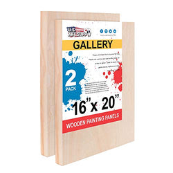 U.S. Art Supply 16" x 20" Birch Wood Paint Pouring Panel Boards, Gallery 1-1/2" Deep Cradle (Pack of 2) - Artist Depth Wooden Wall Canvases - Painting Mixed-Media Craft, Acrylic, Oil, Encaustic