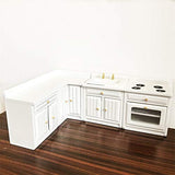 SXFSE Dollhouse Decoration Accessories,1:12 Dollhouse Miniature Furniture Wooden Kitchen Cabinet Set Freely Combined (White)