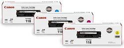 Canon Genuine Toner Bundle 118 (2660B015), 3 Pack (1 Each: Cyan, Magenta, Yellow), for Canon Color imageCLASS MF8350Cdn, MF8380Cdw, MF8580Cdw, MF729Cdw, MF726Cdw, LBP7200Cdn, LBP7660Cdn Laser Printers