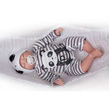 Nicery Reborn Baby Doll Soft Simulation Silicone Vinyl Cloth Body 20inch 50cm Magnetic Mouth Lifelike Vivid Boy Girl Toy for Ages 3+ Black and White Stripes Clothes RD50C501C-OTD