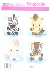 Simplicity Patterns Animal Stuffies Size: Os (One Size), 8034
