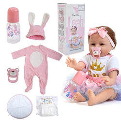 Eva & Co - Reborn Baby Dolls - Realistic Baby Doll with Accessory Kit - Made from Silicone and Cotton - Baby Doll for Children 2-7 Years Old - Real Looking Baby Dolls (Model B)