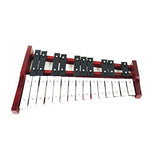 Professional Red Wooden Soprano Glockenspiel Xylophone with 25 Metal Keys for Adults and Kids - Includes 2 Plastic Beaters