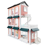 Heruo Dream House Doll House, 3 Story with Furniture Stairs Dolls and Pet, Building Toys Dollhouse Miniature, Cottage Pretend Play House, Toy for 3 4 5 Years Old, DIY Creative Gift Birthday for Girls