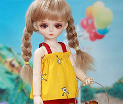 XYZLEO BJD Doll 1/6 SD Dolls 10.23 Inch 15 Ball Jointed Doll DIY Toys with Clothes Outfit Shoes Wig Hair Makeup Best Gift for Christmas,B,White Skin Brown Eyeballs