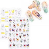 JMEOWIO 12 Sheets Spring Flower Nail Art Stickers Decals Self-Adhesive Pegatinas Uñas Leaves Pink Nail Supplies Nail Art Design Decoration Accessories