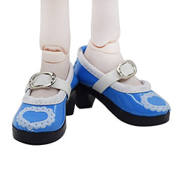 2.9 inch Toy Lady Dolls Shoes 7.5cm Made for 1/3 BJD Doll Female Dolls High Flat Heels (Blue high Heel)