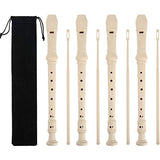 Pangda 4 Pack 8 Hole Descant Soprano Recorder with Cleaning Rod and instruction, Black Storage Bag, German Style (Ivory White)