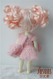 JD275 5-6inch 13-15CM Double Curly Pony Synthetic Mohair Doll Wigs 1/8 Lati Yellow BJD Doll Hair (Pink)