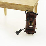 HotMall Mini Vintage Wooden Wall Hanging Telephone Toy Miniature Doll House Accessories - Ebony
