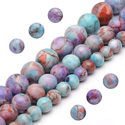 Youngbling Natural Gemstone Beads for Jewelry Making,8mm Purple Jasper Polished Round Smooth Stone Beads,Genuine Real Stone Beads for Bracelet Necklace 15 Inch(Purple Imperial Jasper,8mm)