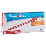 Eraser Mate Ballpoint Stick Erasable Pen, Red Ink, Medium, Dozen, Sold as 12 Each