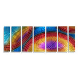 Statements2000 Abstract Modern Large 3D Metal Art Painting Wall Hanging Sculpture Panels by Jon Allen, Multicolor Blue/Red/Purple/Gold, 68" x 24" - Accumbent