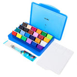 HIMI Gouache Paint Set, 24 Colors x 30ml Unique Jelly Cup Design with 3 PSC Paint Brushes,Portable Case with Palette for Artists, Students, Beginners or Professionals(Blue Case)