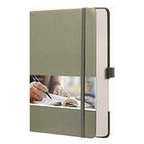 EMSHOI Dotted Notebook - 256 Pages A5 Dotted Grid Journal Notebook,120gsm Thick Paper,16 Perforated Pages, Smooth PU Leather, Inner Pocket,5.75'' × 8.38''-Green
