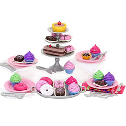Sophia's Doll Food Treats for 18 inch Dolls Playset Accessories Include a Complete Dessert Set with Miniature Cupcakes, Donuts, Petit Fours, Plats, Utensils and More