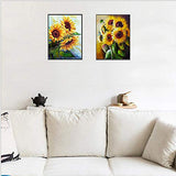 BOHADIY 2 Pack DIY 5D Diamond Painting by Number Kit for Adult, Sunflowers Full Drill Crystal Rhinestone Embroidery Cross Stitch Diamond Embroidery Dotz Kit Home Wall Decor