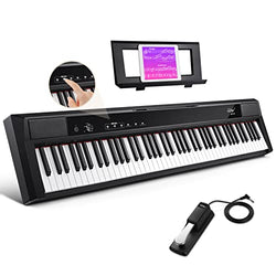 Eastar EP-120 88-Key Weighted Keyboard Piano with Touch-sensitive screen, Portable Digital Piano with Sustain Pedal, Power Supply for Beginner