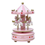 KRISMYA Vintage Pink Merry-Go-Round Horse Valentine's Christmas Birthday Gift Carousel Music Box, Clockwork Mechanism Laxury Carousel Music Box