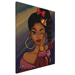 EZYES African American Women Painting Abstract Modern Wall Art For Living Room Black Girl Posters Prints Bathroom Modern Home Decor Canvas Artwork 16*20 Inches