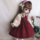 HMANE 3 Pcs Set Girl Doll Clothes Vintage Royal Court Patchwork Dress Outfit Set for 1/6 BJD Doll (No Doll)
