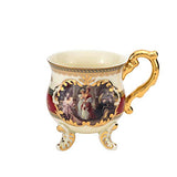 Royalty Porcelain 10-Piece Antique RED Vintage Dining Tea Cup Set, Service for 6, Handmade and Hand-Painted, 24K Gold Bone China Tableware