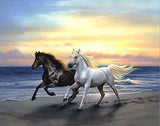 Diamond Painting by Number Kit, LPRTALK Adults Children 5D DIY Diamond Painting Animal Full Round Drill Running Horses Embroidery for Wall Decoration 12X16 inches (Full Drill)