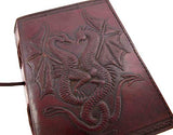 DOUBLE DRAGON Blank Page BOOK Handcrafted Leather Writing Unlined 5 x 7 JOURNAL