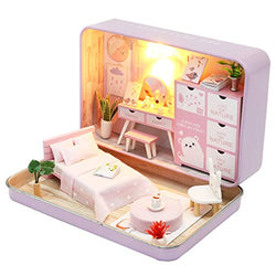 Spilay DIY Miniature Dollhouse Wooden Furniture Kit,Handmade Mini Iron Box Theater Model,1:24 Scale Creative Doll House Toys for Lovers (Romantic Theater)