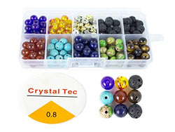 260 Pcs 8mm Colorful Seven Chakra Energy Beads(Includes 8 Different Chakra Beads and 4 Different