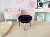 Miniature dollhouse elegant chair, Victorian violet velvet seat with gold metal legs