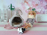 Miniature bjd Cat Hideout, Wicker Doll Pet Bed Dollhouse. Doll Companion Nest Handmade