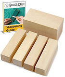 BeaverCraft premium Basswood Wood Carving Block Kit – Whittling Blanks Beginners Soft Wood Carving Blocks Set – Unfinished 5 Large Pieces